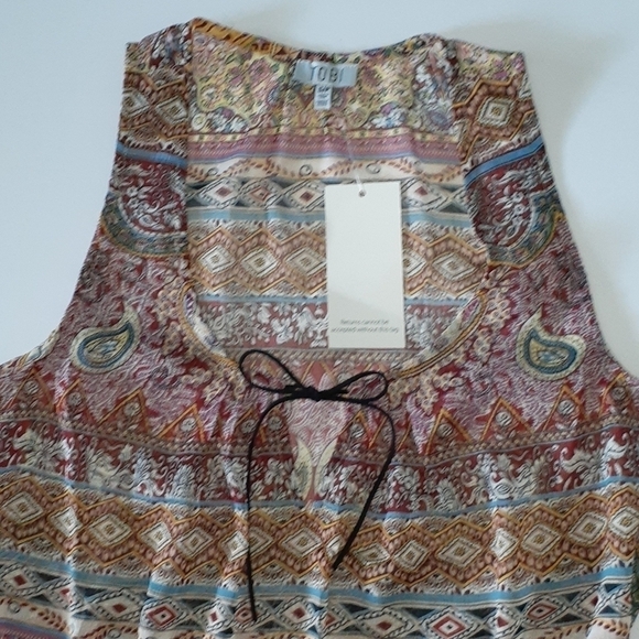 TOBI Paisley Sleeveless Dress with Elastic Waist Size S - Picture 3 of 11